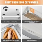 Erinaik Enclosed Stainless Steel Cat Litter Box with Lid, XL Extra Large Litter Box for Big Cats, Metal Kitty Litter Box High Sided Never Absorbs Odors, Anti-Leakage, Easy Cleaning (White) - Image 3