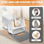 Erinaik Enclosed Stainless Steel Cat Litter Box with Lid, XL Extra Large Litter Box for Big Cats, Metal Kitty Litter Box High Sided Never Absorbs Odors, Anti-Leakage, Easy Cleaning (White) - Image 5