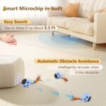 ORSDA Cat Toys, Interactive Cat Toy Ball for Indoor Cats, Automatic Moving Ball Bird Toy for Bored Indoor Kitten, Motion Activated Fast Moving Chirping Stimulating Light, 2 Feather Tails, Blue - Image 4