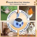 ORSDA Cat Toys, Interactive Cat Toy Ball for Indoor Cats, Automatic Moving Ball Bird Toy for Bored Indoor Kitten, Motion Activated Fast Moving Chirping Stimulating Light, 2 Feather Tails, Blue - Image 7