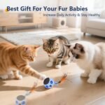 ORSDA Cat Toys, Interactive Cat Toy Ball for Indoor Cats, Automatic Moving Ball Bird Toy for Bored Indoor Kitten, Motion Activated Fast Moving Chirping Stimulating Light, 2 Feather Tails, Blue - Image 9