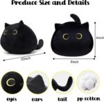 Black Cat Plush Pillow Soft Plushies Toy Cute Cat Stuffed Animal Toys 3D Cat Plushies Pillow for Home Decoration Cats Plush Doll Gift for Boys Girls - Image 3