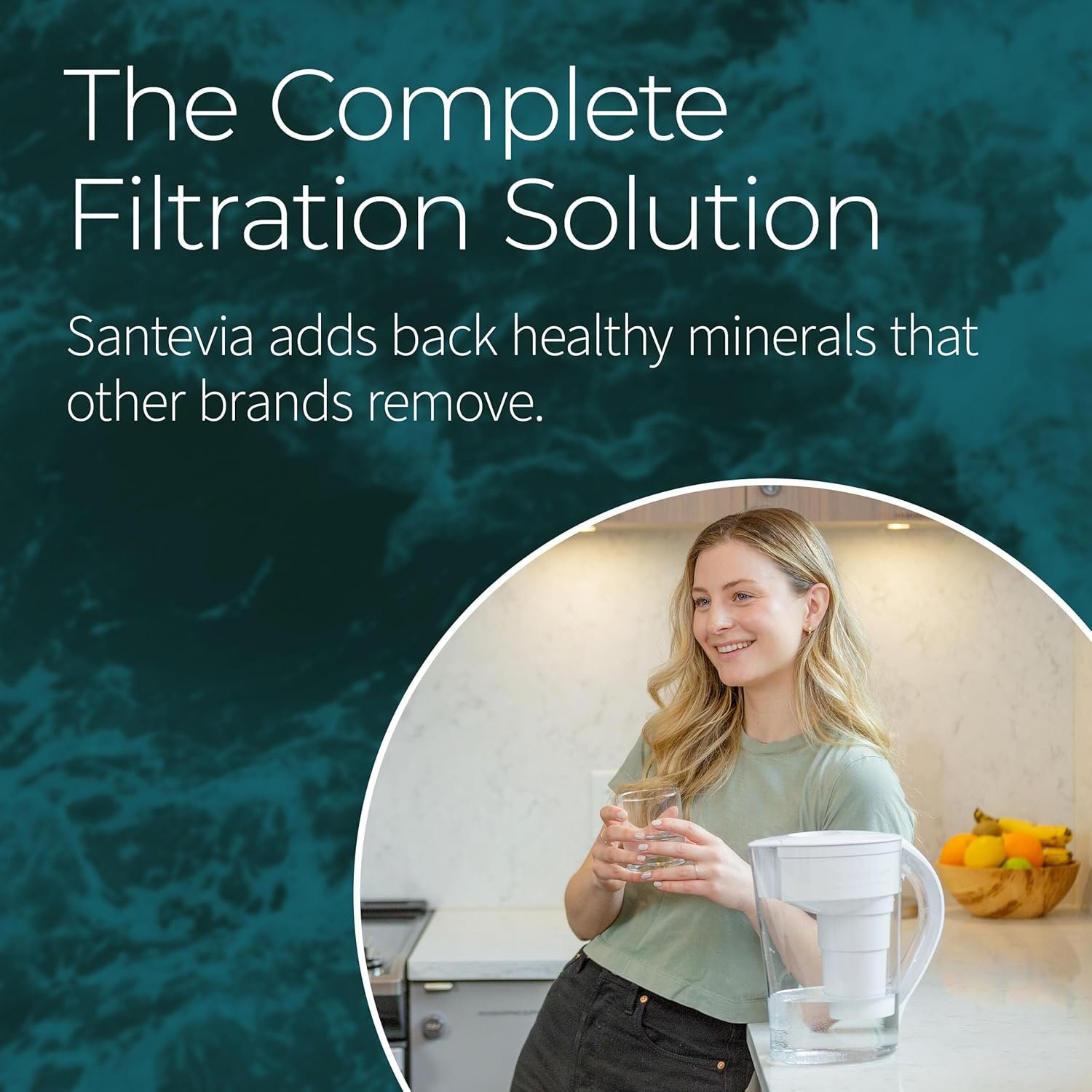 Santevia MINA Alkaline Water Filter Pitcher | Water Filtration System | Chlorine and Lead Filter | Water Purifier Pitcher | Home Water Filtration Pitcher | 9-Cup at Home Water Filter | Made in Canada - Image 8