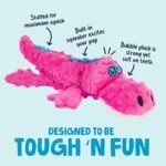 goDog 74023-98997-024 Gators with Chew Guard Technology Durable Plush Squeaker Dog Toy, Large, 1 Count, Pink (774023) - Image 3