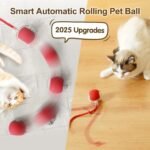 Interactive Rolling Dog Ball - Upgraded Self Rolling Dog Ball Interactive Automatic Cat Toys Self Moving Pet Toys, 360° Smart Automatic Rolling Ball Toy Electric Balls for Dog/Cat (Red+Grey) - Image 3