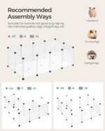 SONGMICS 20 Panels Pet Playpen with Floor, Small Animal Playpen, Pet Fence Indoor, DIY Plastic Enclosure for Guinea Pigs, Bunny, Hamsters, Hedgehogs, 49.2 x 24.8 x 16.5 Inches, White ULPC001W01 - Image 4