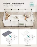 SONGMICS 20 Panels Pet Playpen with Floor, Small Animal Playpen, Pet Fence Indoor, DIY Plastic Enclosure for Guinea Pigs, Bunny, Hamsters, Hedgehogs, 49.2 x 24.8 x 16.5 Inches, White ULPC001W01 - Image 6