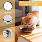 4PCS Stainless Steel Cat Bowl, Cat Food Bowls Whisker Friendly, Cat Food Dishes, 16cm Wide Shallow Kitten Bowls for Indoor Cats, Metal Cat Plates for Puppy, Small Dogs, Rabbits - Image 4
