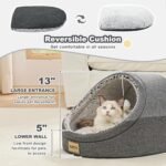 JIUPETY Cute Cat Beds for Indoor Cats, Cat Cave Bed for Kittens, Large Cat Cave and Covered Cat Bed with Anti-Slip Bottom, Washable Removable Cushion, M(16"x16"x13"), Dark Gray - Image 4