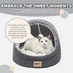 JIUPETY Cute Cat Beds for Indoor Cats, Cat Cave Bed for Kittens, Large Cat Cave and Covered Cat Bed with Anti-Slip Bottom, Washable Removable Cushion, M(16"x16"x13"), Dark Gray - Image 7