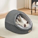 JIUPETY Cute Cat Beds for Indoor Cats, Cat Cave Bed for Kittens, Large Cat Cave and Covered Cat Bed with Anti-Slip Bottom, Washable Removable Cushion, M(16"x16"x13"), Dark Gray - Image 8