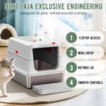 Stainless Steel Cat Litter Box with Lid XL - Fully Enclosed Flip-Top Hood, Leak-Proof High Sides for Spraying Cats, Odour Control System, Non-Stick & Easy Clean - Includes Scoop & Litter Step, Grey - Image 4