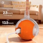Interactive Cat Toys for Indoor Cats,Chirping Cat Ball Toy with 2 Replaceable Tails,Rechargeable Cat Toys for Bored Indoor Adult Cats and Kittens,Motion Activated Cat Toys Interactive(Orange) - Image 6