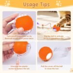 Interactive Cat Toys for Indoor Cats,Chirping Cat Ball Toy with 2 Replaceable Tails,Rechargeable Cat Toys for Bored Indoor Adult Cats and Kittens,Motion Activated Cat Toys Interactive(Orange) - Image 8