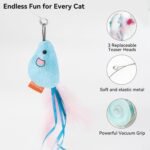 Migipaws Interactive Automatic Cat Teaser Wand Toy with Strong Suction Cup, 70cm Flexible Wire & DIY Bending Design, Rechargeable Cat Exercise Toy with Auto Timer for Indoor Cats (White) - Image 5