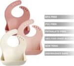 PandaEar Baby Silicone Bibs for Girls| 3Pack Toddler Bibs Baby Feeding Bib| Adjustable Waterproof BPA Free Soft Durable Silicone Baby Bibs for Eating with Large Pocket Food Catcher - Image 6