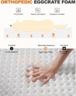 Extra Large Waterproof Dog Bed - Orthopedic Support & Egg Crate Foam Dogs Mat, Soft & Cozy Dog Crate Pad with Non-Slip Bottom & Machine Washable Cover, XL Pet Mat, Beige - Image 3