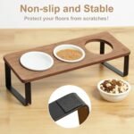 Sunhoo Elevated Cat Food Bowl Raised Kitty Dish Ceramic Tilted Pet Bowls Set of 3 Indoor Cats Dishes Dia 4.7in/12cm Anti Vomiting with Natural Bamboo Stand Gamelle Pour Chat - Image 7