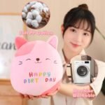 SQEQE Cat Plush Cuddly Birthday Cat Stuffed Animal Toy Soft Kitty Plush Pillows Cartoon Cat Plushies Doll Gift for Kids Birthday (Pink, 10 inch) - Image 5