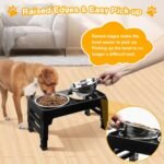 COMESOON Elevated Dog Bowls for Small Medium Dogs 3 Height Adjustable Raised Dog Bowl Stand with 2 Thick 6" Stainless Steel Dog Food Bowls Non-Slip Dog Feeder Adjusts to 2.75", 6", 7.5", Black - Image 6