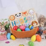 Name Puzzle for Kids Personalized, Montessori Learning Toys for 1 Year Old Boy Girl, Custom Puzzles with Engraved Text on Back, Personalized Baby Easter Gifts - Image 3