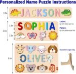 Name Puzzle for Kids Personalized, Montessori Learning Toys for 1 Year Old Boy Girl, Custom Puzzles with Engraved Text on Back, Personalized Baby Easter Gifts - Image 5