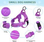 Lukovee Dog Leashes for Small Dogs, Lightweight Soft Small Dog Harness Neck & Chest Adjustable, Reflective Harness Anti-Twis Puppy Harness Vest Harness (XXS, Purple) - Image 3