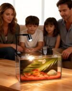 Fish Tank, 3 Gallon Ultra-Clear Glass Fish Aquarium, with Separator Plate for Betta, Fish Tank Starter kit with Filter and Led Light, Black - Image 3