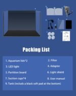 Fish Tank, 3 Gallon Ultra-Clear Glass Fish Aquarium, with Separator Plate for Betta, Fish Tank Starter kit with Filter and Led Light, Black - Image 9