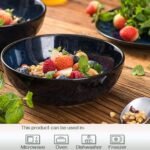 vicrays Ceramic Salad Bowls Set for Kitchen, Serving - 32 Ounce Soup Bowls, Pasta Bowls, Chip Resistant, Dishwasher Microwave Safe, Large, Fluted, stoneware, Set of 6 (Blue) - Image 5