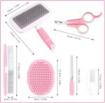 Small Animal Pet Grooming Kit with Pet Shedding Slicker Brush, Bath Massage Glove, Pet Grooming Comb, Nail Clipper Trimmer for Rabbit, Puppy, Kitten, Guinea Pig, Hamster, Ferret (Pink) - Image 3