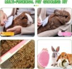 Small Animal Pet Grooming Kit with Pet Shedding Slicker Brush, Bath Massage Glove, Pet Grooming Comb, Nail Clipper Trimmer for Rabbit, Puppy, Kitten, Guinea Pig, Hamster, Ferret (Pink) - Image 4