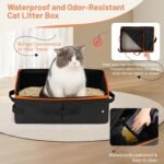 Cat Enclosed Travel Litter Box Kit with Lid Odorless Dustless, Lightweight Cat Portable Foldable Litter Box for Indoor and Car - Image 4