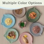 Cat Bowls for Indoor Gentle Small Kitten (2pcs, Coral&Blue, Soft Silicone) Shallow Wide Plates Feeder Whisker Fatigue Relief Cute Pet Kitty Food Water Dishes Set Anti Slip, Dishwasher Safe - Image 3