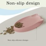 Cat Bowls for Indoor Gentle Small Kitten (2pcs, Coral&Blue, Soft Silicone) Shallow Wide Plates Feeder Whisker Fatigue Relief Cute Pet Kitty Food Water Dishes Set Anti Slip, Dishwasher Safe - Image 6