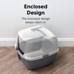 IRIS USA Cat Litter Box, Large Litter Box Enclosure with Front Door Flap and Scoop, Covered Kitty Litter Box with Handle and Buckles for Portability and Privacy, Gray - Image 5