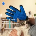 Upgrade Version Pet Grooming Glove - Gentle Deshedding Brush Glove - Efficient Pet Hair Remover Mitt - Enhanced Five Finger Design - Perfect for Dog & Cat with Long & Short Fur - 1 Pair (BLUE) - Image 4