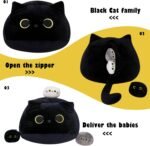Black Cat Plush Toy 4PK, 16'' Giant Cat Stuffed Animal Plushies Pillow with 3 Babies for Girl Boy Kid Adult, Large Big Soft Gift for Birthday Christmas Valentine's Day Home Decor - Image 6