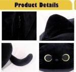 Black Cat Plush Toy 4PK, 16'' Giant Cat Stuffed Animal Plushies Pillow with 3 Babies for Girl Boy Kid Adult, Large Big Soft Gift for Birthday Christmas Valentine's Day Home Decor - Image 8