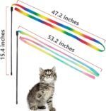 LASOCUHOO Interactive Cat Rainbow Wand Toys, Cat Teaser Wand String, Colorful Ribbon Charmer for Kittens - 2 PCS - Image 3
