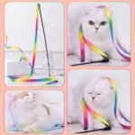 LASOCUHOO Interactive Cat Rainbow Wand Toys, Cat Teaser Wand String, Colorful Ribbon Charmer for Kittens - 2 PCS - Image 6