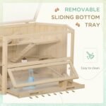PawHut Wooden Large Hamster Cage, Rat Habitat, 3 Tier Small Animal Exercise Play House with Tray, Water Bottle, Activity Center, Natural - Image 6