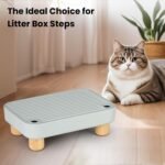 Litter Box Step, Litter Box Ramp/Catcher with Wooden Base, Anti-Tracking & Easy to Clean, Ideal for Small & Elderly Cats (Grey) - Image 8