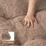 EHEYCIGA Calming Dog Crate Bed XL Extra Large, Washable Anti Anxiety Dog Pet Bed, Fluffy Dog Pillow Mat with Anti-Slip Bottom, Camel, 41.3"x27.5"x3.5" - Image 6