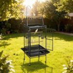 VEVOR Bird Cage, 32.7 x 31.1 x 82.7 inch, Open Flat Top, Wrought Iron Bird Flight Cage with Perches, Slide-Out Tray, Plastic Feeders, for Cockatiel, Monk Parakeet, Amazon Parrot, African Grey Parrot - Image 9