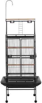 VEVOR Bird Cage, 32.7 x 31.1 x 82.7 inch, Open Flat Top, Wrought Iron Bird Flight Cage with Perches, Slide-Out Tray, Plastic Feeders, for Cockatiel, Monk Parakeet, Amazon Parrot, African Grey Parrot - Image 10