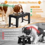 COMESOON Elevated Dog Bowls, 5 Adjustable Heights (3.9"-13.4") Raised Dogs Food Bowl Stand for Medium Large Sized Dogs, Non-Slip Foldable Travel Pet Feeder Grey with Stainless Steel Bowls - Image 4