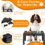 COMESOON Elevated Dog Bowls, 5 Adjustable Heights (3.9"-13.4") Raised Dogs Food Bowl Stand for Medium Large Sized Dogs, Non-Slip Foldable Travel Pet Feeder Grey with Stainless Steel Bowls - Image 5