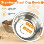 COMESOON Elevated Dog Bowls, 5 Adjustable Heights (3.9"-13.4") Raised Dogs Food Bowl Stand for Medium Large Sized Dogs, Non-Slip Foldable Travel Pet Feeder Grey with Stainless Steel Bowls - Image 6