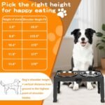 COMESOON Elevated Dog Bowls, 5 Adjustable Heights (3.9"-13.4") Raised Dogs Food Bowl Stand for Medium Large Sized Dogs, Non-Slip Foldable Travel Pet Feeder Grey with Stainless Steel Bowls - Image 7